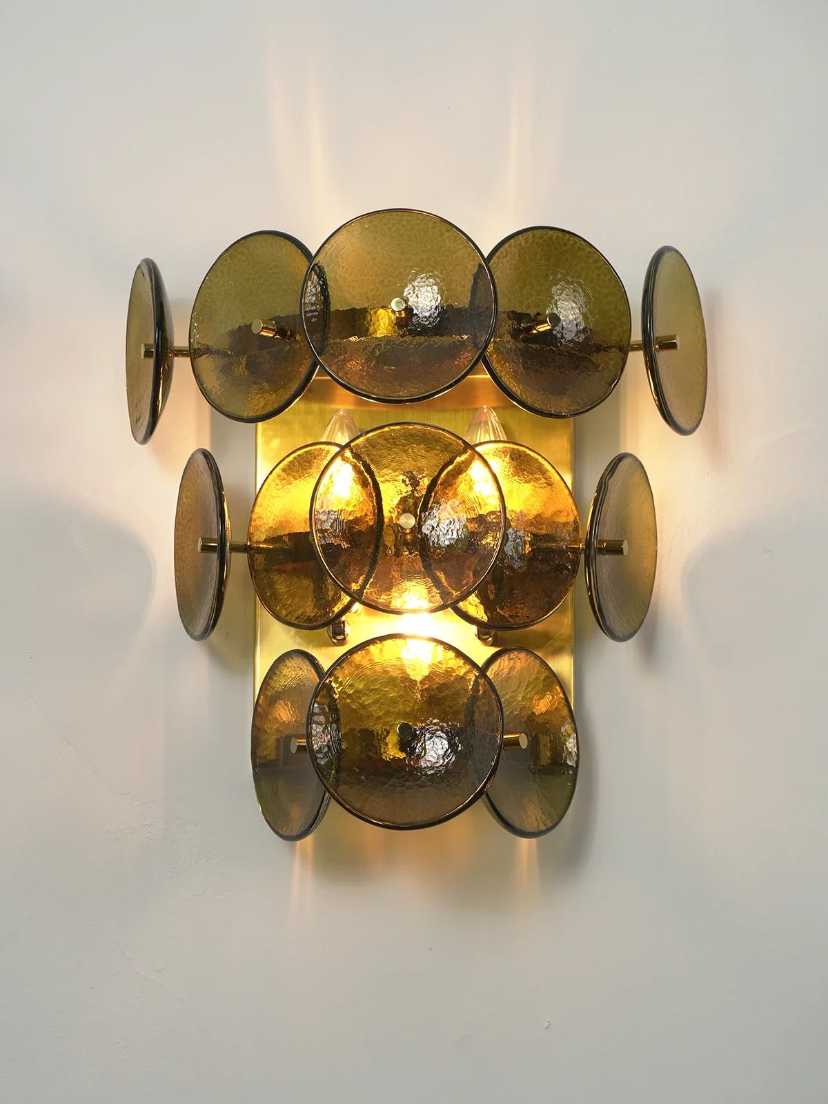 Olive Green Disc Glass Wall Lamp