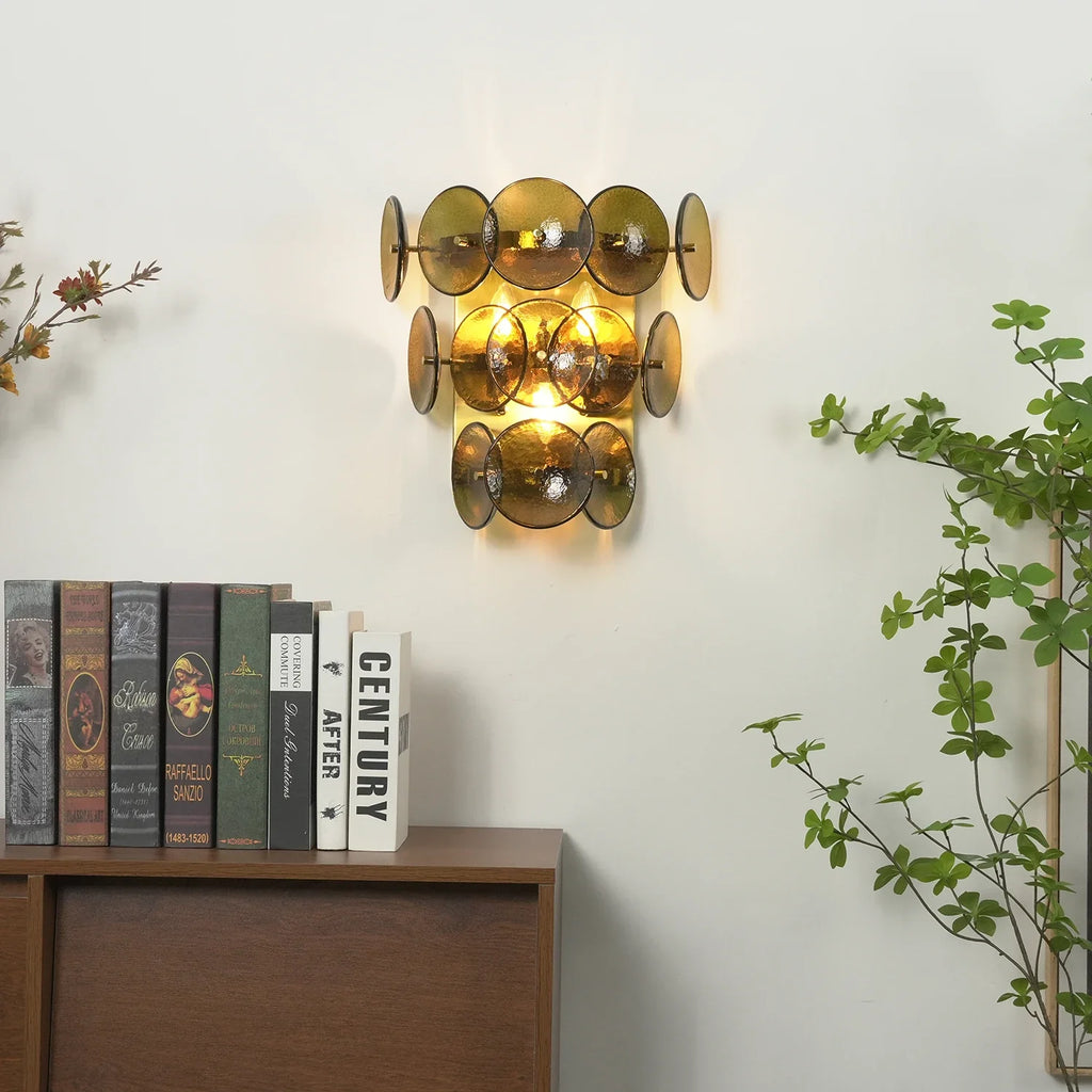 Olive Green Disc Glass Wall Lamp