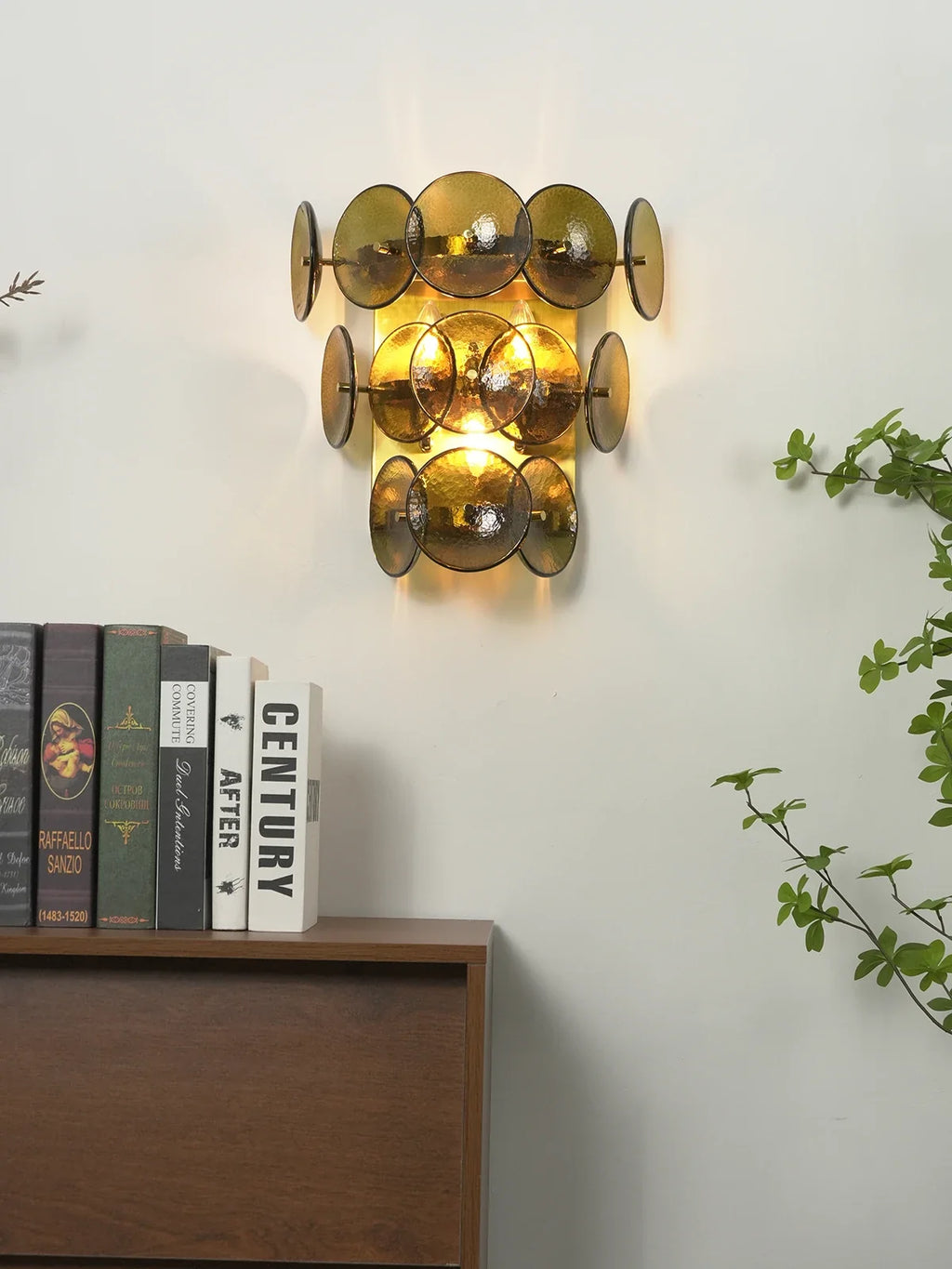 Olive Green Disc Glass Wall Lamp
