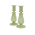 Olive Grove Spotted Glass Candle Holders - Pair