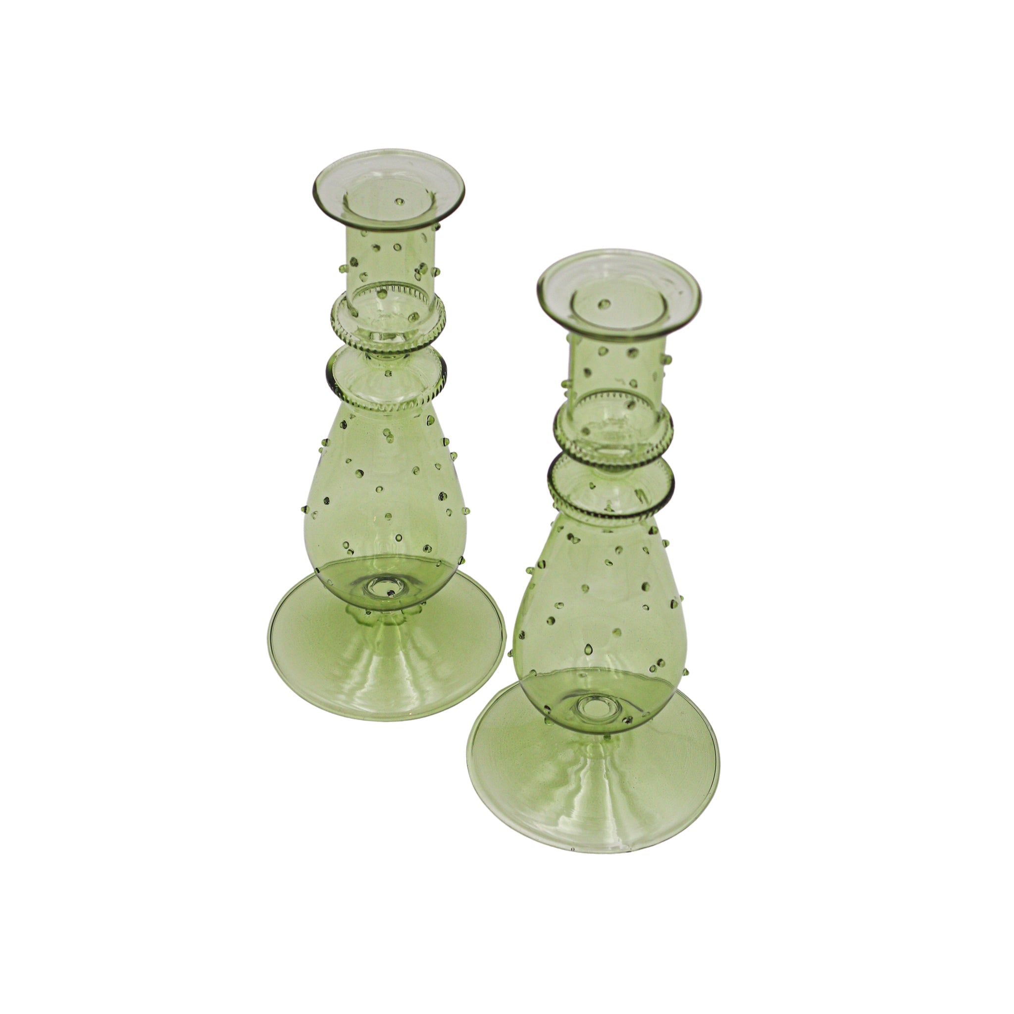 Olive Grove Spotted Glass Candle Holders - Pair