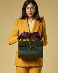 Oriana (green) - Italian calf leather women's handbag (with shoulder strap)