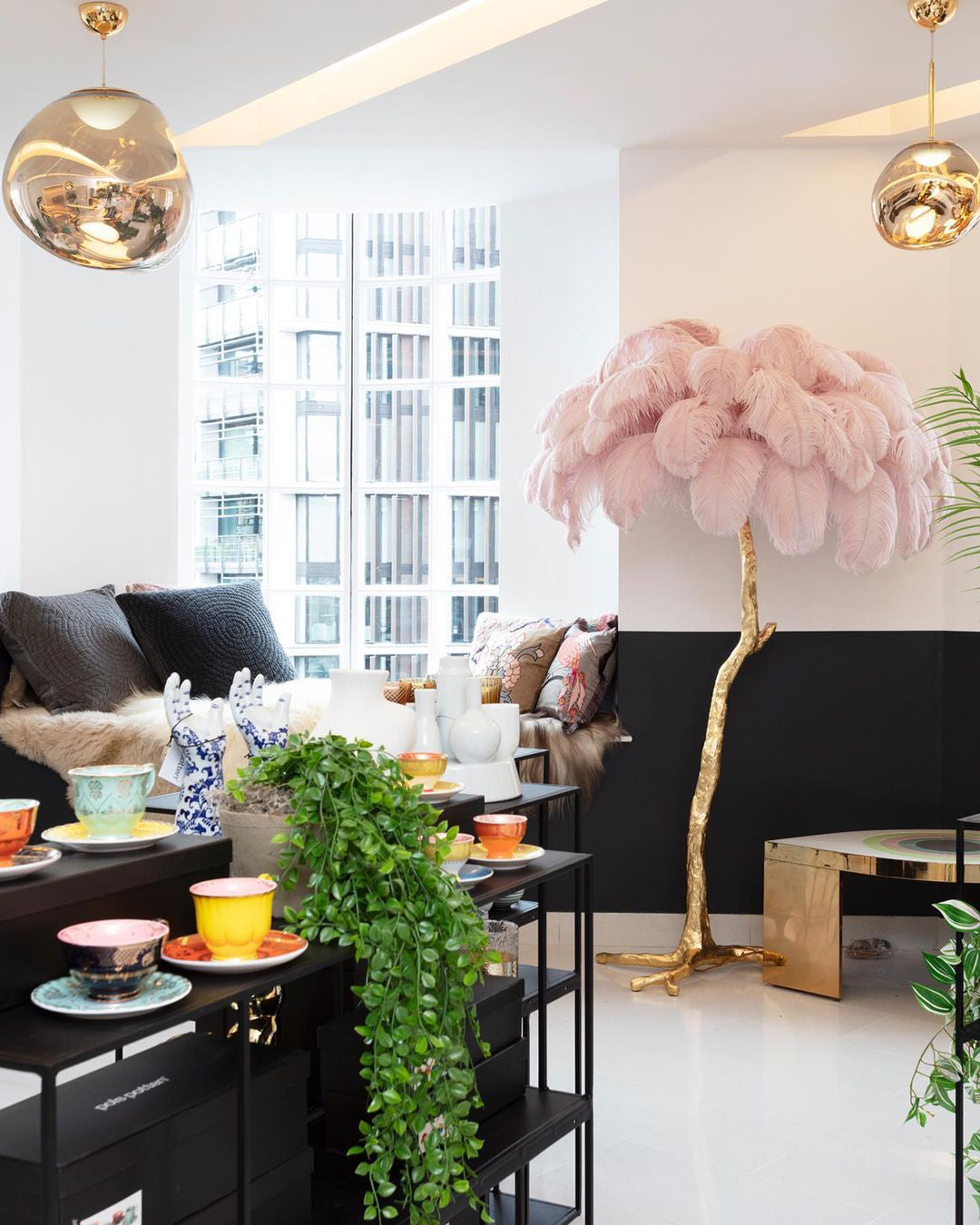 Ostrich Feather Floor Lamp