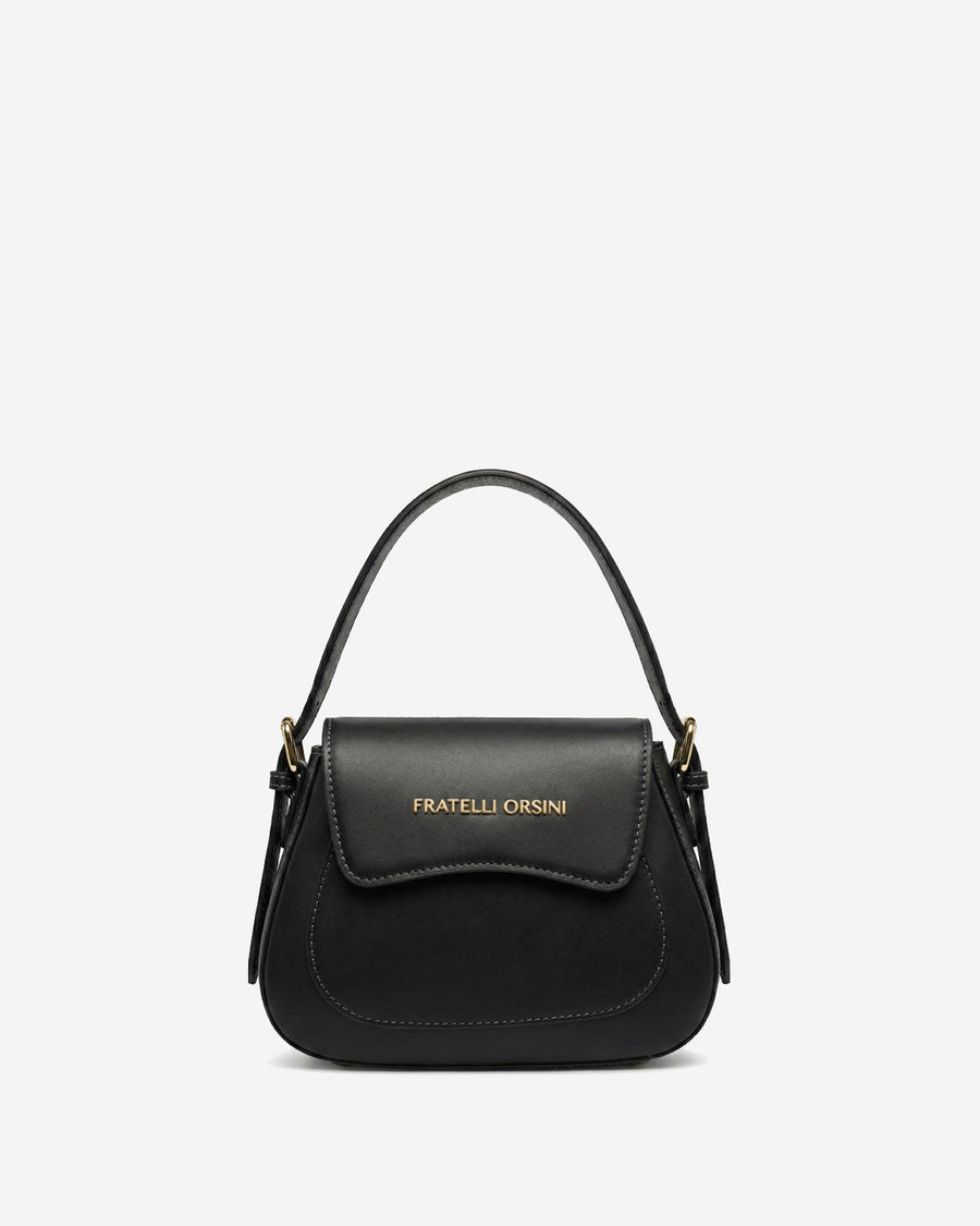 Ottavia (black) - Italian calf leather women's crossbody bag (with shoulder strap)