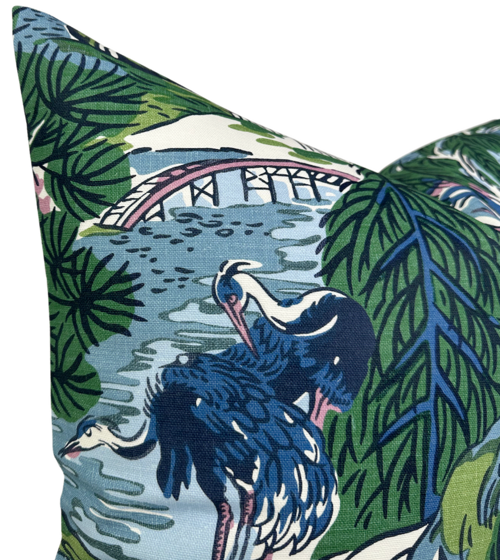 Pagoda Pillow Cover in Blue, Thibaut Pillows