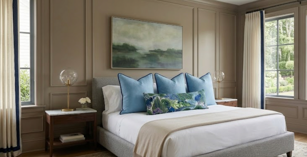 Pagoda Pillow Cover in Blue, Thibaut Pillows