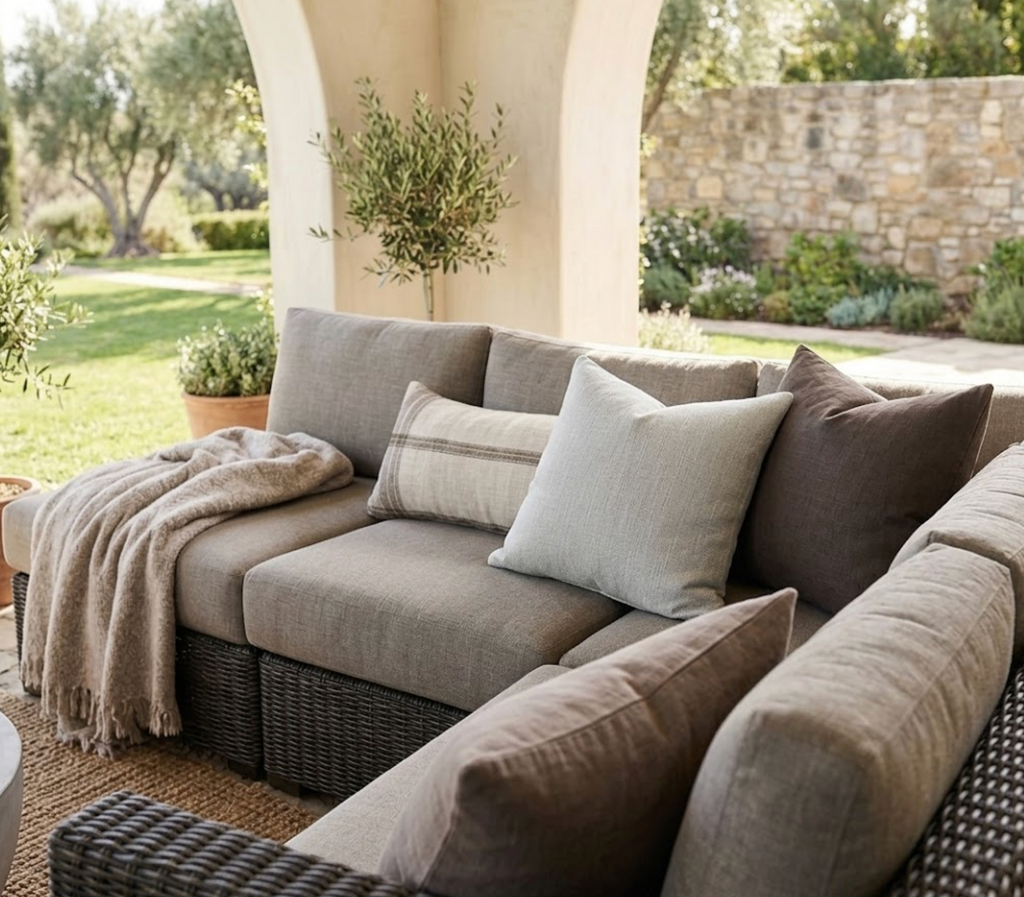 Outdoor Rough 'n Rowdy Woven Pillow Cover in Chalk, Perennials Textiles
