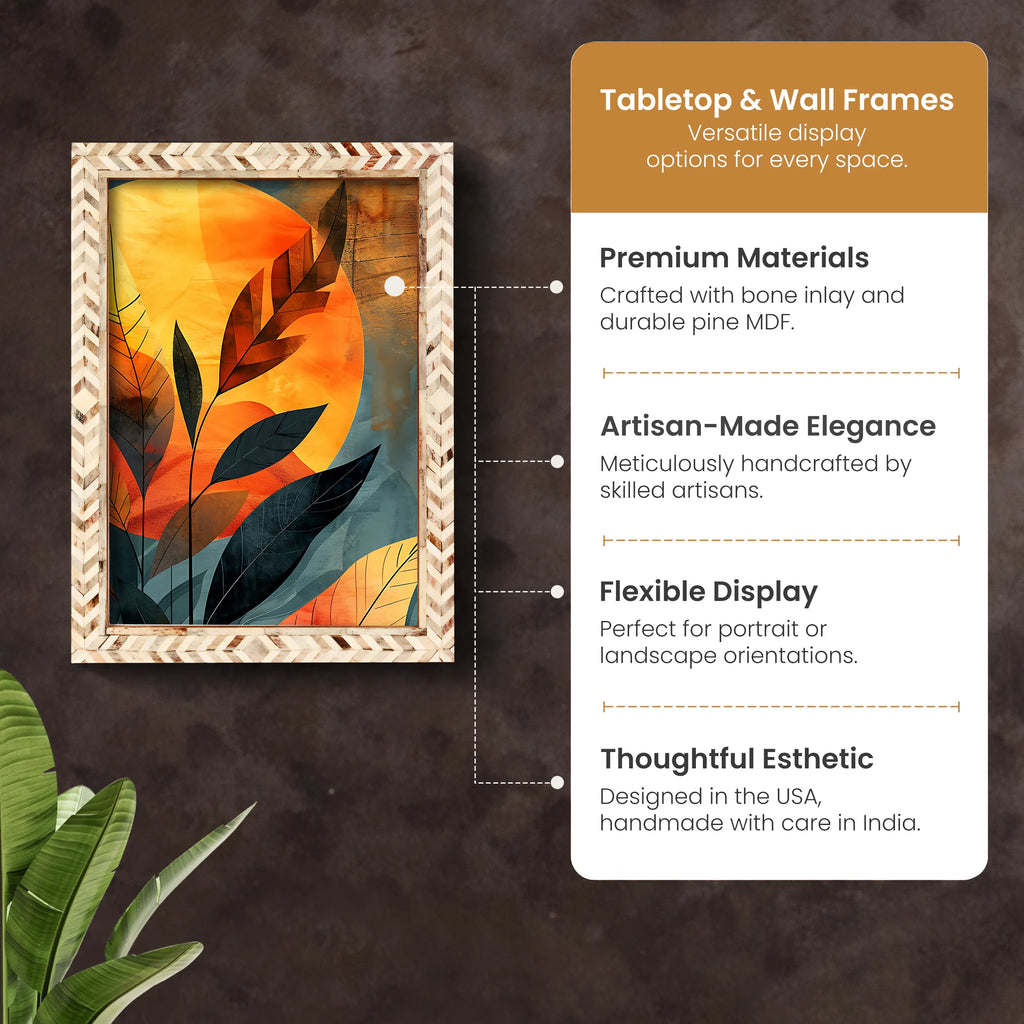 Poster Frames Taj Pattern Bone, Resin Inlay, Brown, 6 Sizes