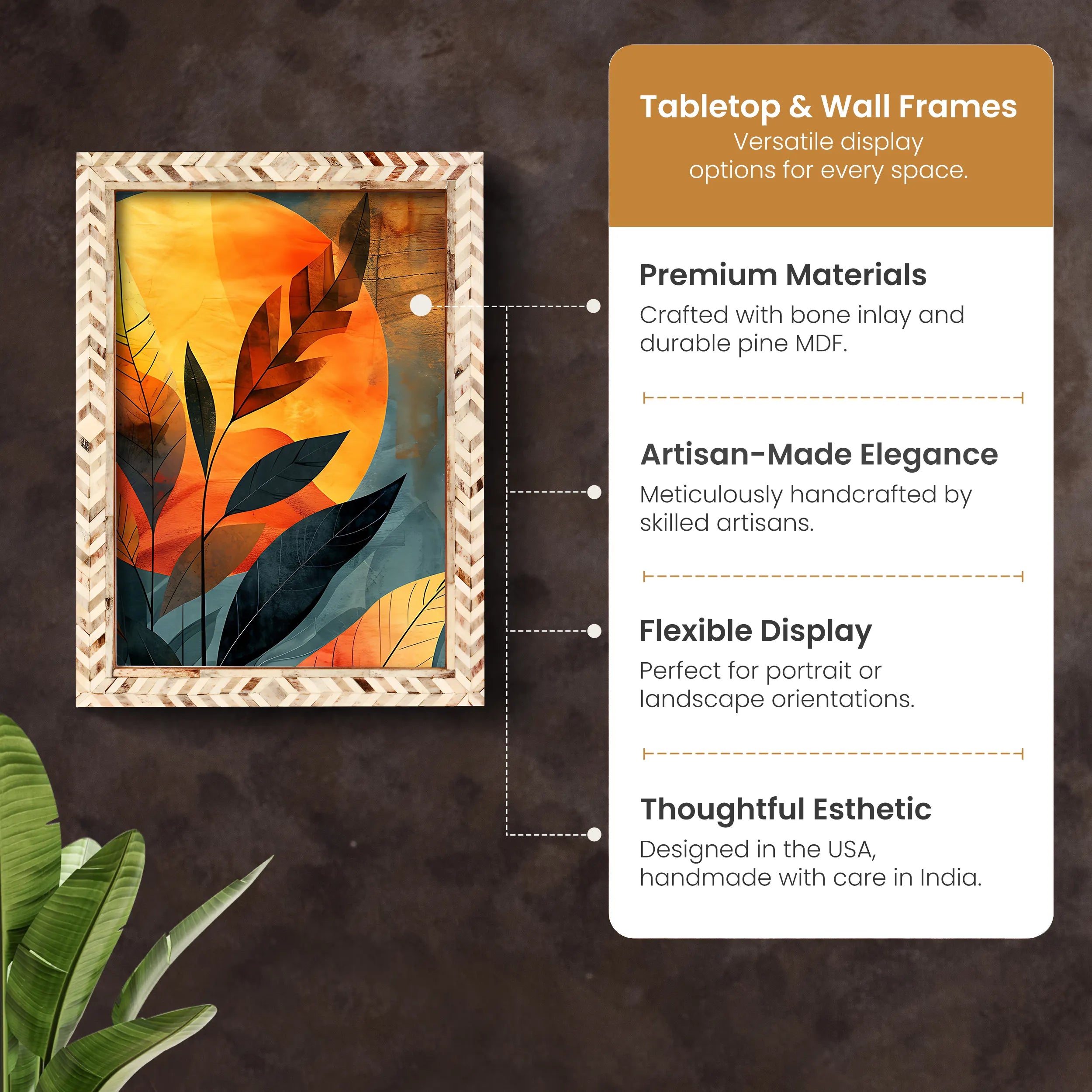 Poster Frames Taj Pattern Bone, Resin Inlay, Brown, 6 Sizes