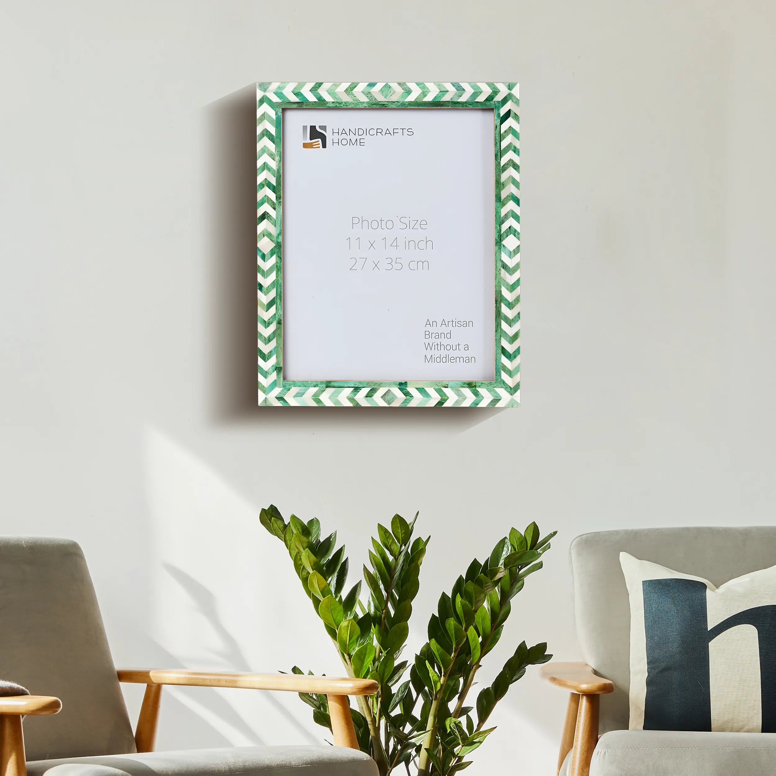 Poster Frame Taj Pattern Collection Bone Inlay, Green, 6 Sizes