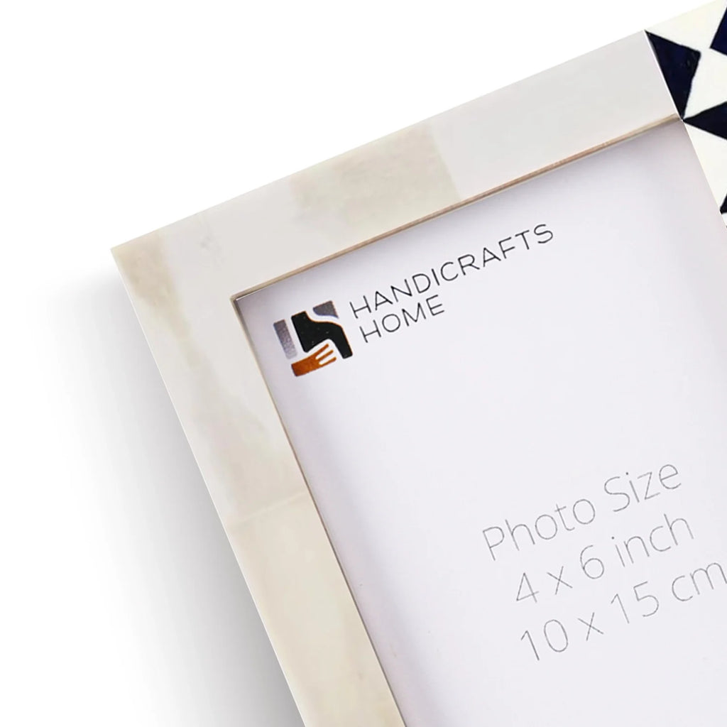 Blue White Picture Frame | Indigo Mosaic Bone Inlay | 4x6 5x7