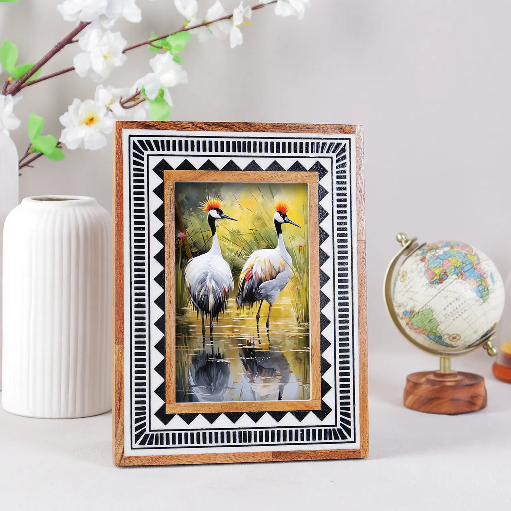 Black White Resin Inlay Picture Frame | Geometric Collection | 4x6 5x7