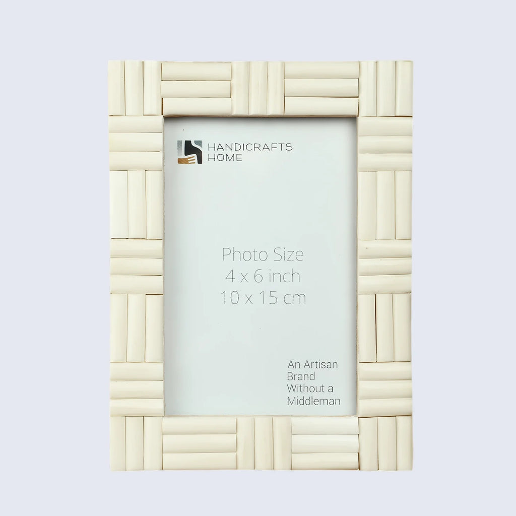Picture Frame Brick Pattern Collection Bone Inlay White – 4x6 & 5x7"