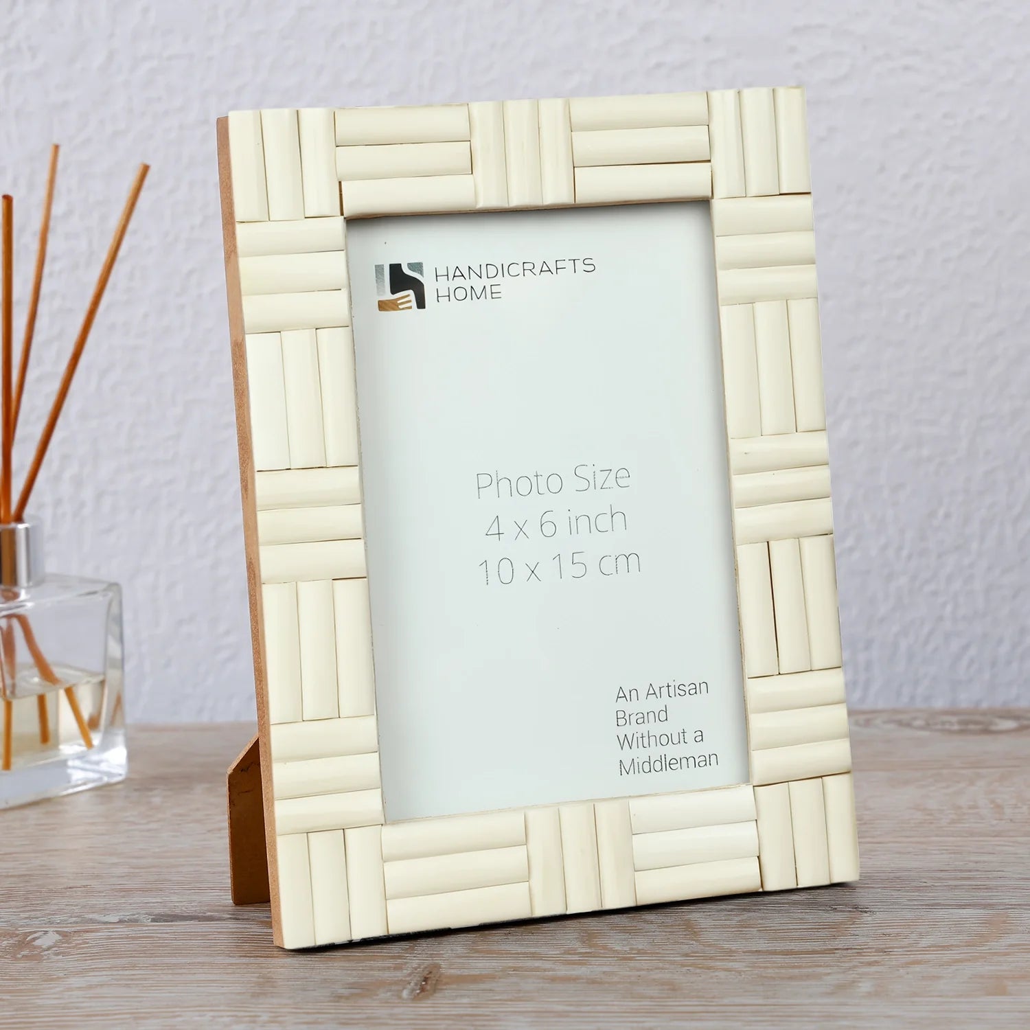 Picture Frame Brick Pattern Collection Bone Inlay White – 4x6 & 5x7"