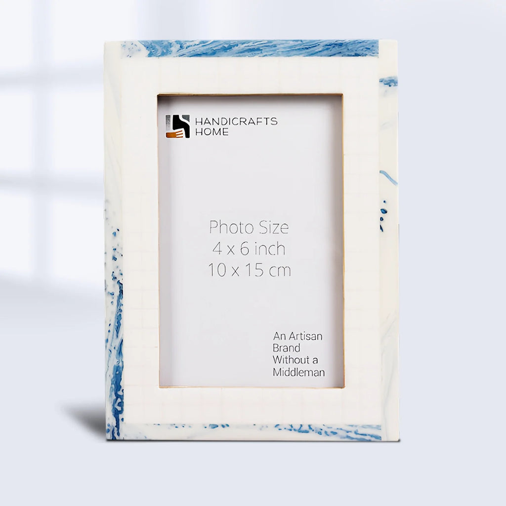 Picture Frame Cosmo Collection Resin Inlay - White & Blue, 4x6, 5x7