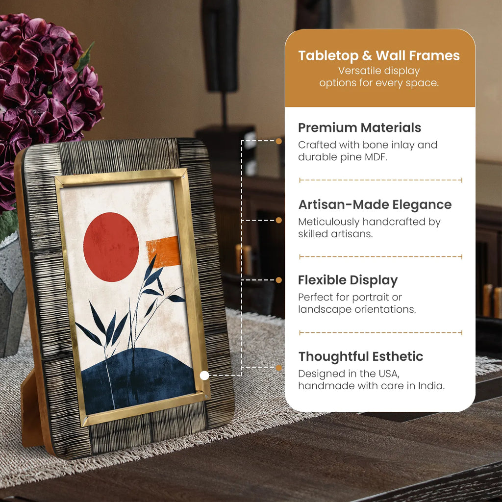 Picture Frame Shagrin Collection Horn Inlay & Brass Brown – 2 Sizes