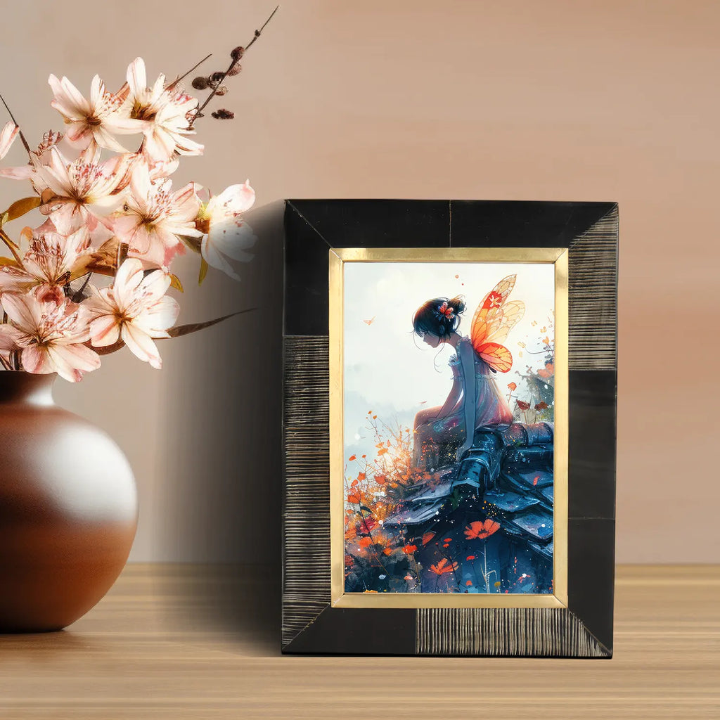 Picture Frame Shagrin Collection Brass & Horn Inlay Brown – 2 Sizes
