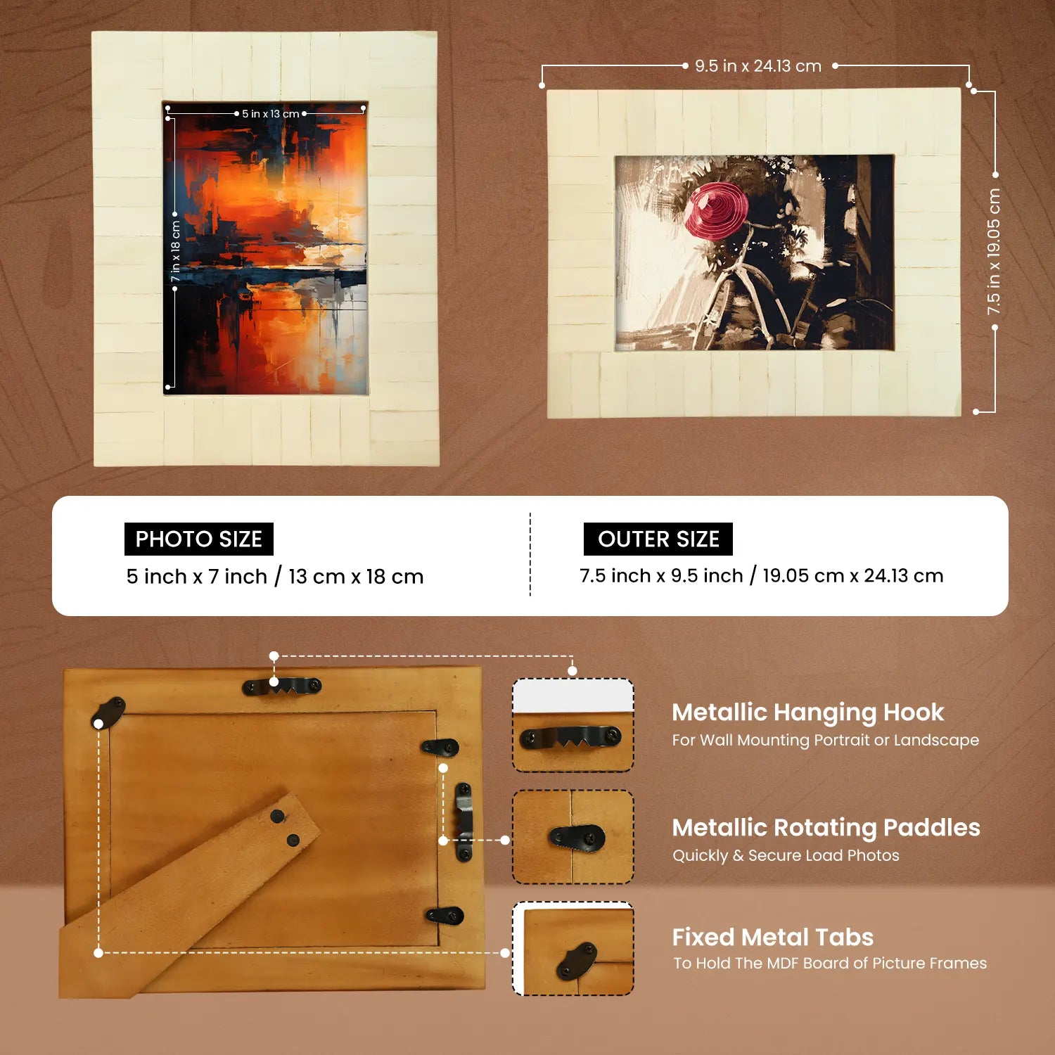 Picture Frame Classic Collection Bone Inlay White – 4x6 & 5x7"Make to Order