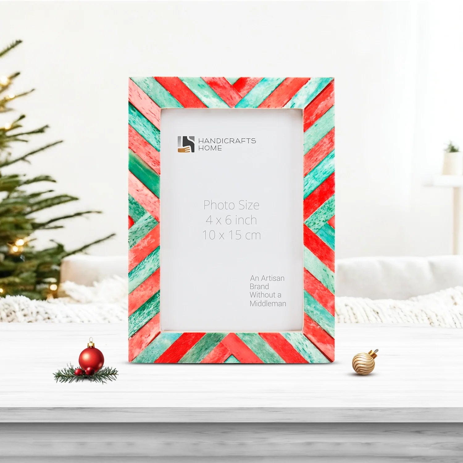 Picture Frames Chevron Art Inspired Collection Bone Inlay - Red, Green- 4x6, 5x7 & 8x10