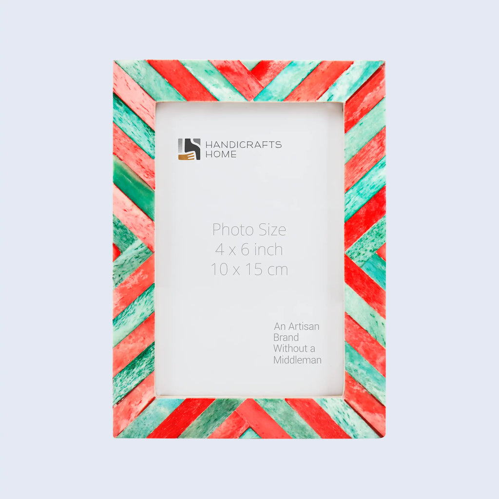 Picture Frames Chevron Art Inspired Collection Bone Inlay - Red, Green- 4x6, 5x7 & 8x10