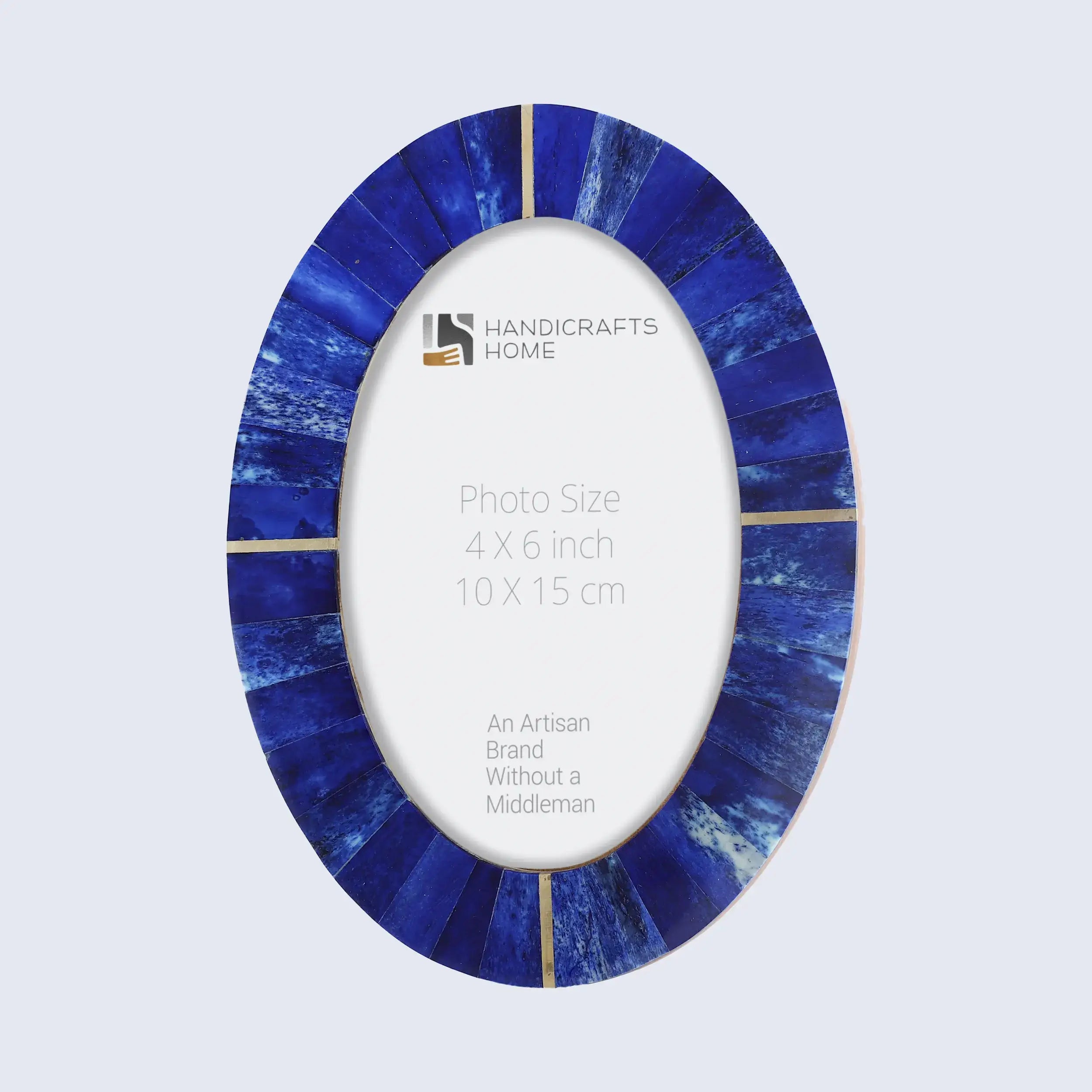 Picture Frame Palace Heart Collection Bone Inlay Brass Blue 4x6"