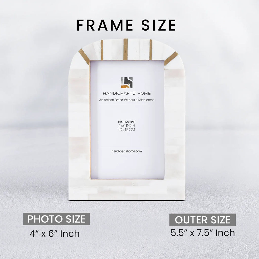 Picture Frame Palace Vista Collection Bone Inlay Brass White 4x6"