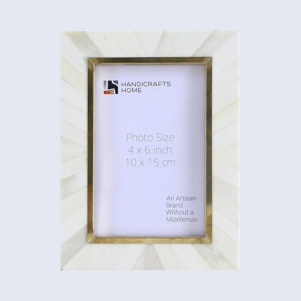 Picture Frames West Coast Monica Collection Bone Inlay Brass Brown White 4x6 5x7"
