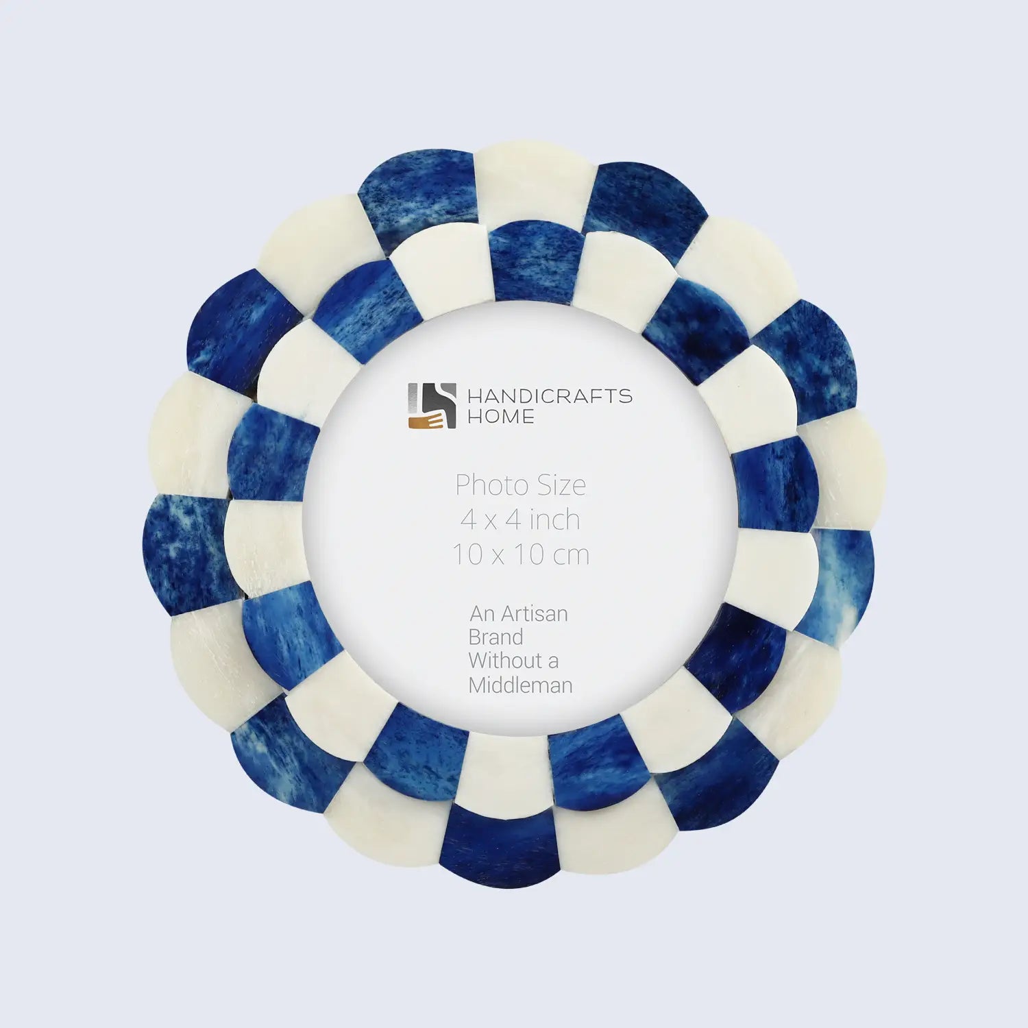 Picture Frame Set of 5 Scalloped Pattern Collection Bone Inlay – Blue & White