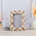 Picture Frame Scalloped Art Collection Bone Inlay Brown White 3 Sizes