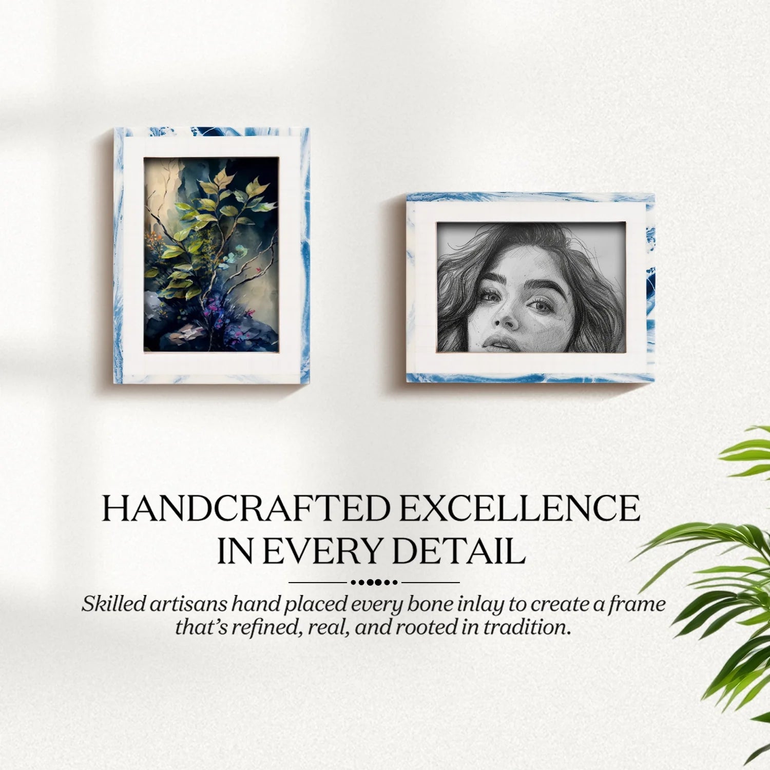 Picture Frame Cosmo Collection Resin Inlay - White & Blue, 4x6, 5x7