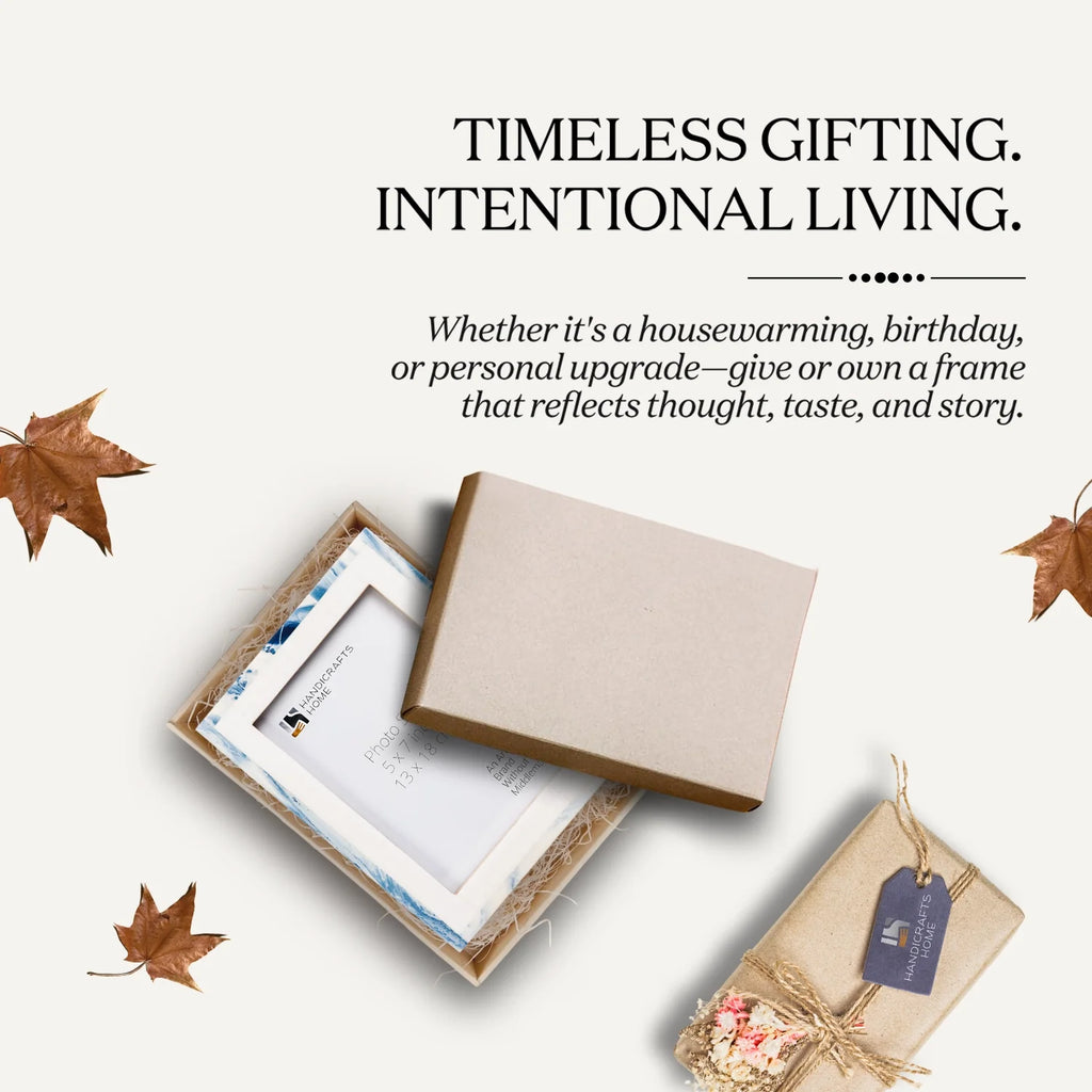 Picture Frame Cosmo Collection Resin Inlay - White & Blue, 4x6, 5x7