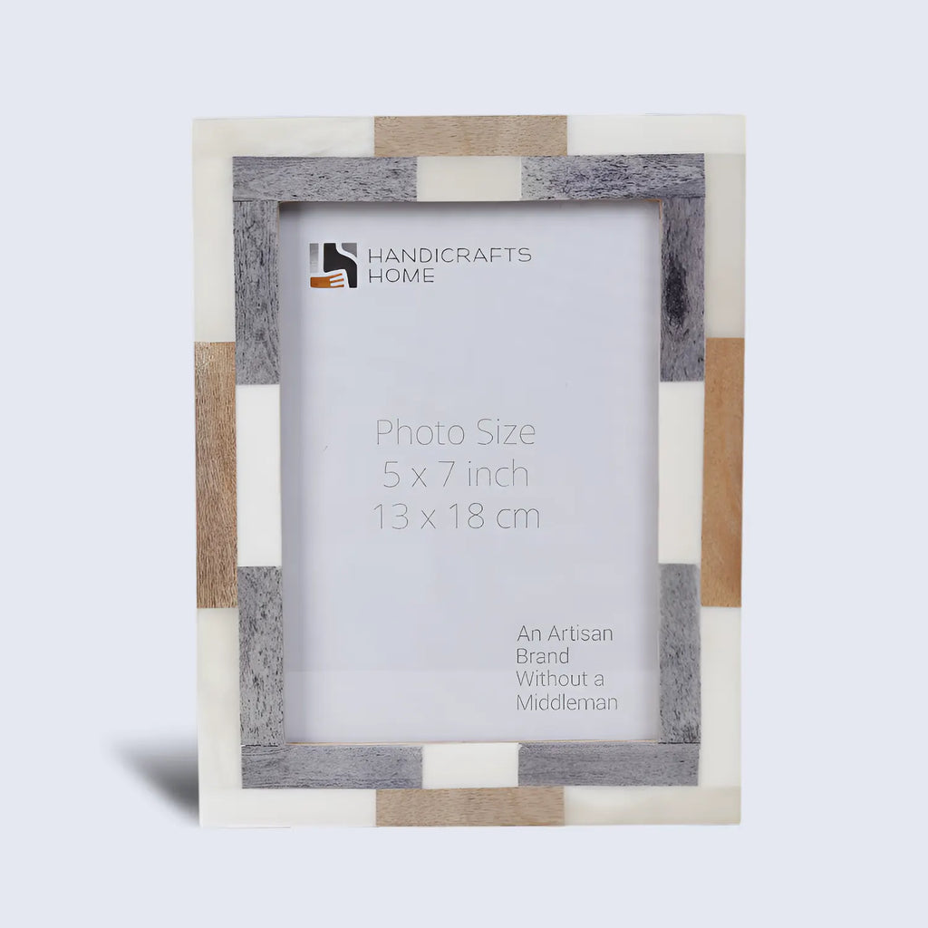 Picture Frame Woodstrip Tile Collection Wood & Bone Inlay Multi – 4x6 & 5x7"
