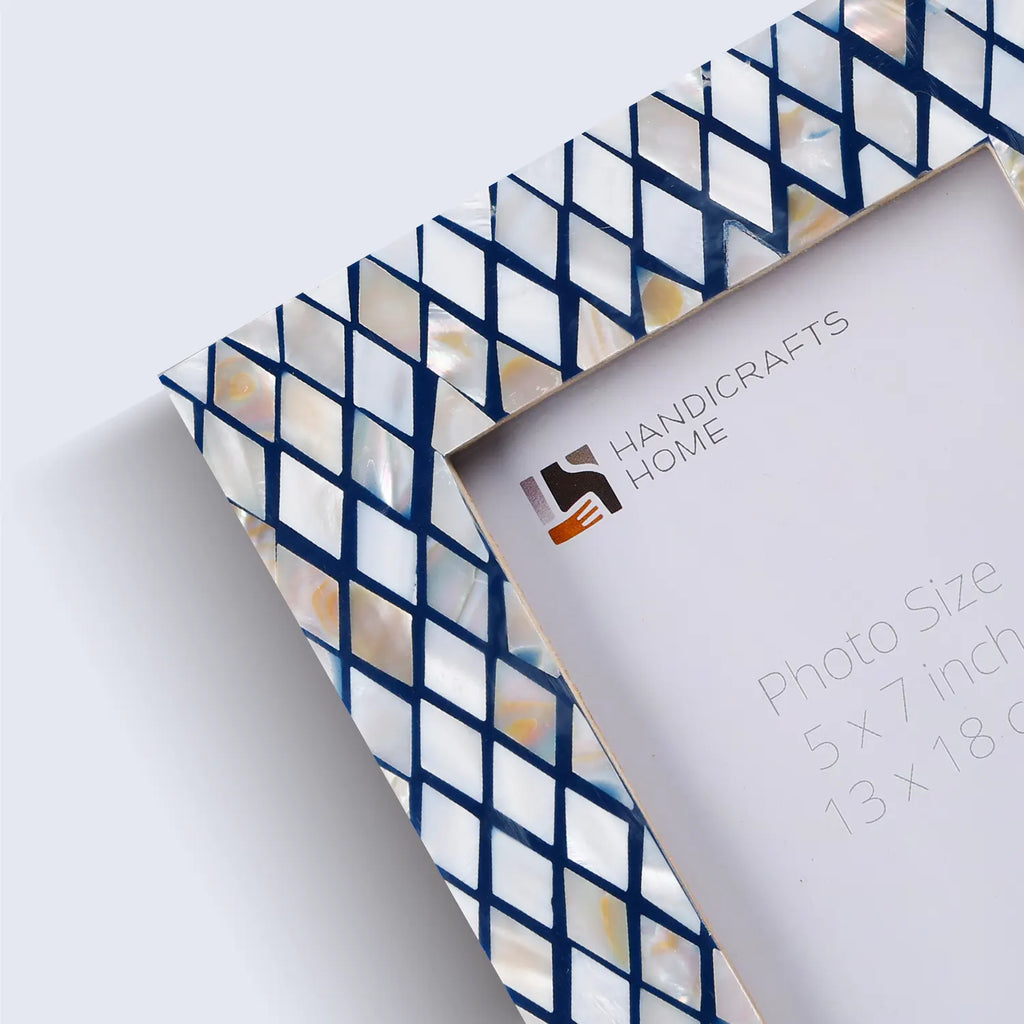 Navy Mother of Pearl Diamond Picture Frame