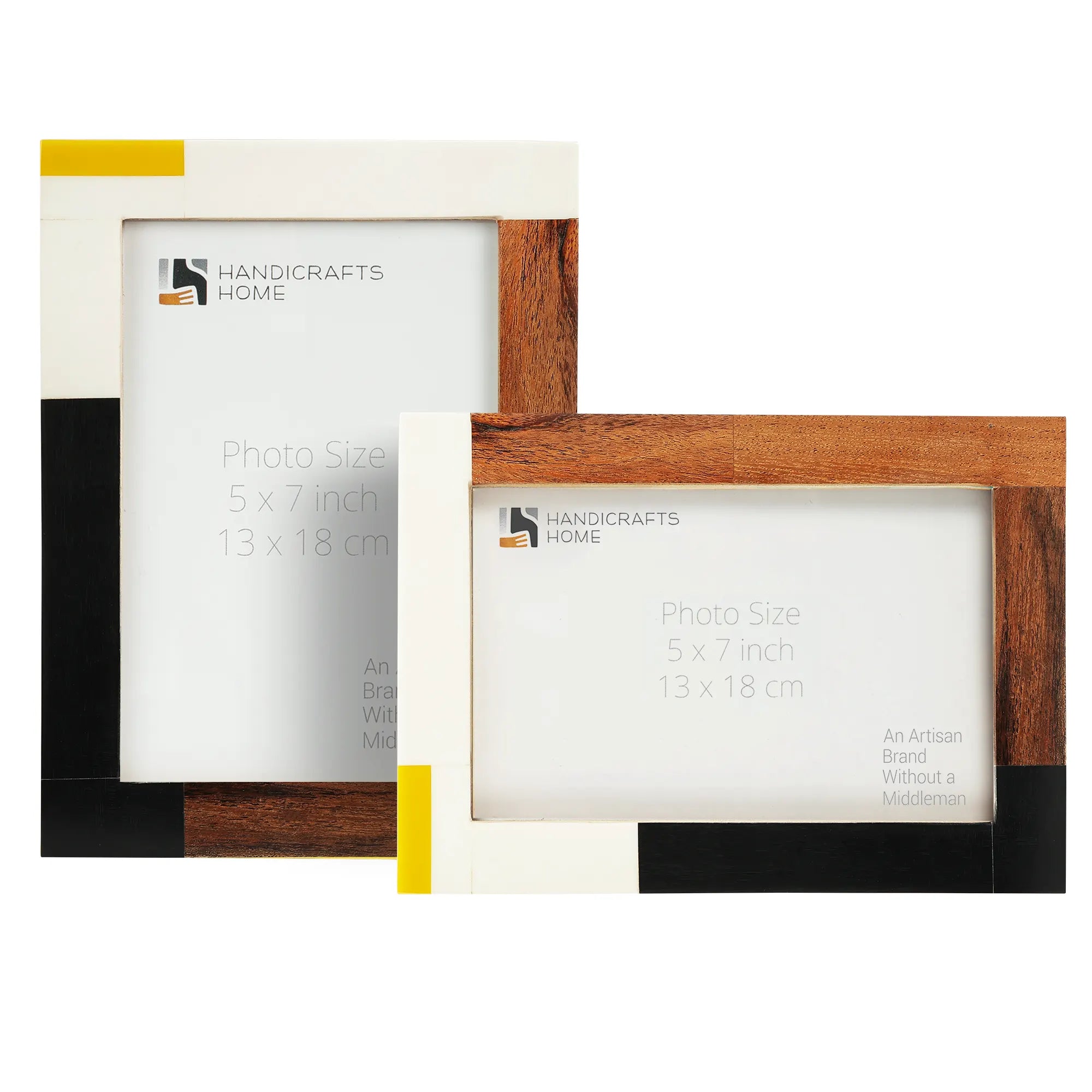Mondrian Warm Oak Picture Frame Set of 2 | Modern Resin & Wood Photo Frames