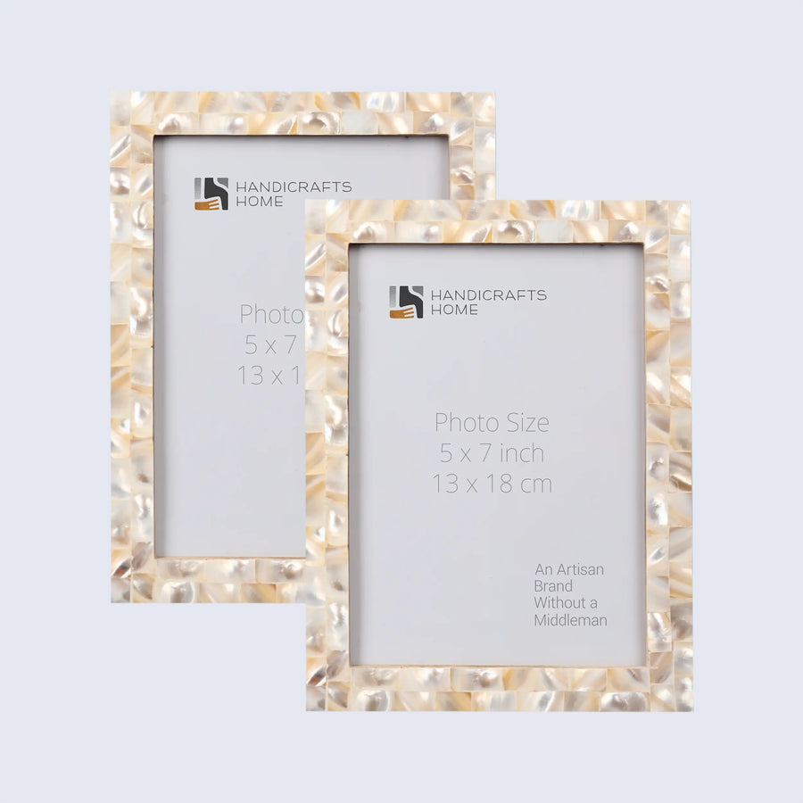 White Mother-of-Pearl Picture Frames — Set of 2