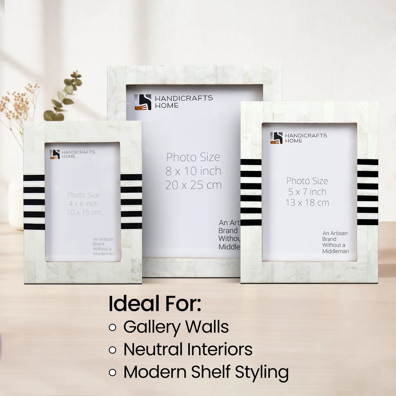 Contour Lado Modern Black & White Resin Inlay Picture Frames