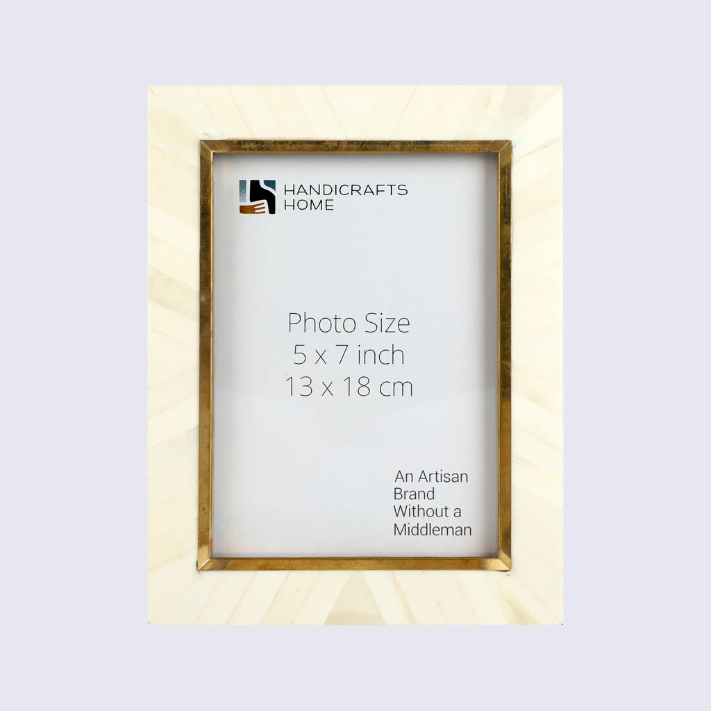 Picture Frames West Coast Monica Collection Bone Inlay Brass Brown White 4x6 5x7"