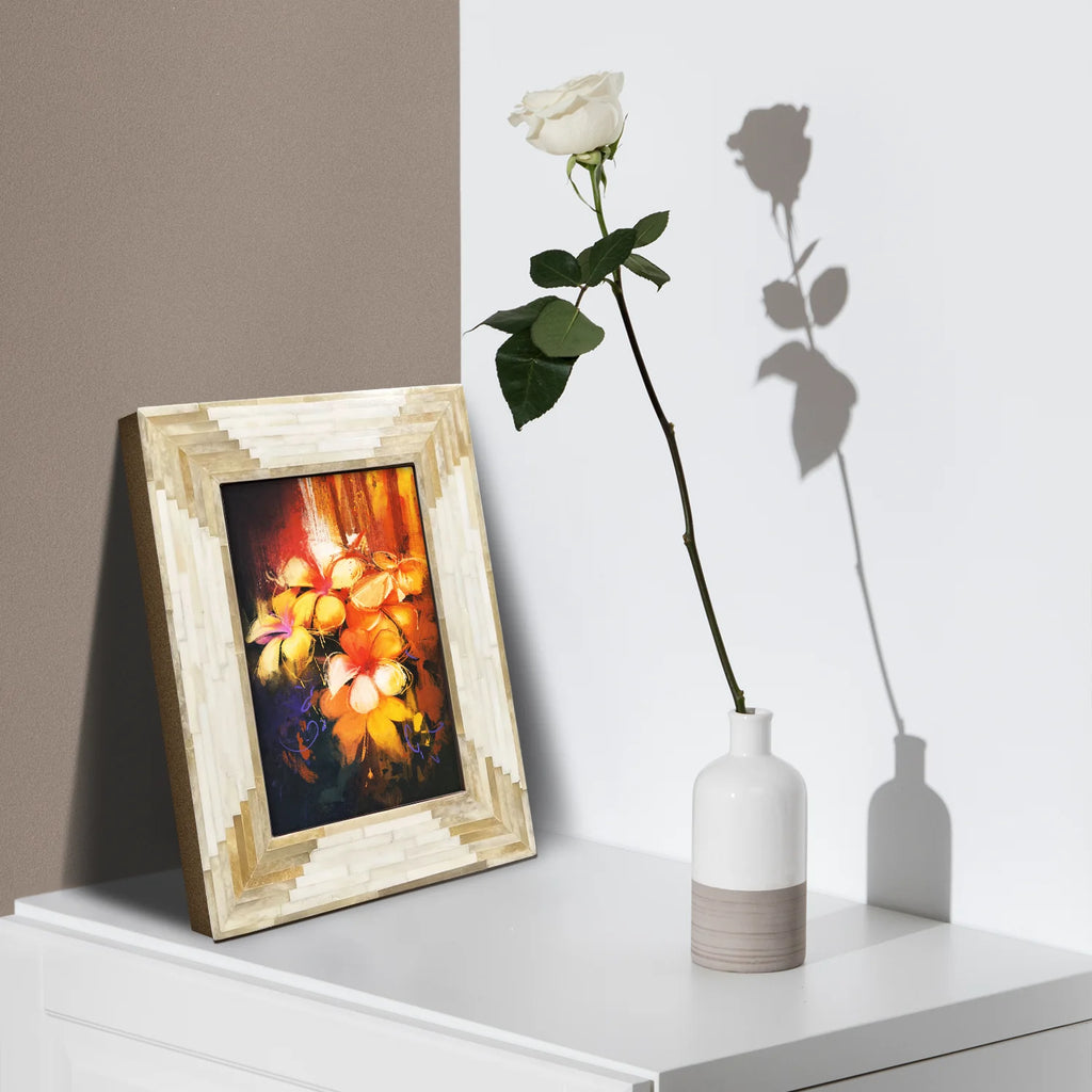 Picture Frame Apache Harvest Collection Bone Inlay White – 4x6, 5x7 & 8x10"