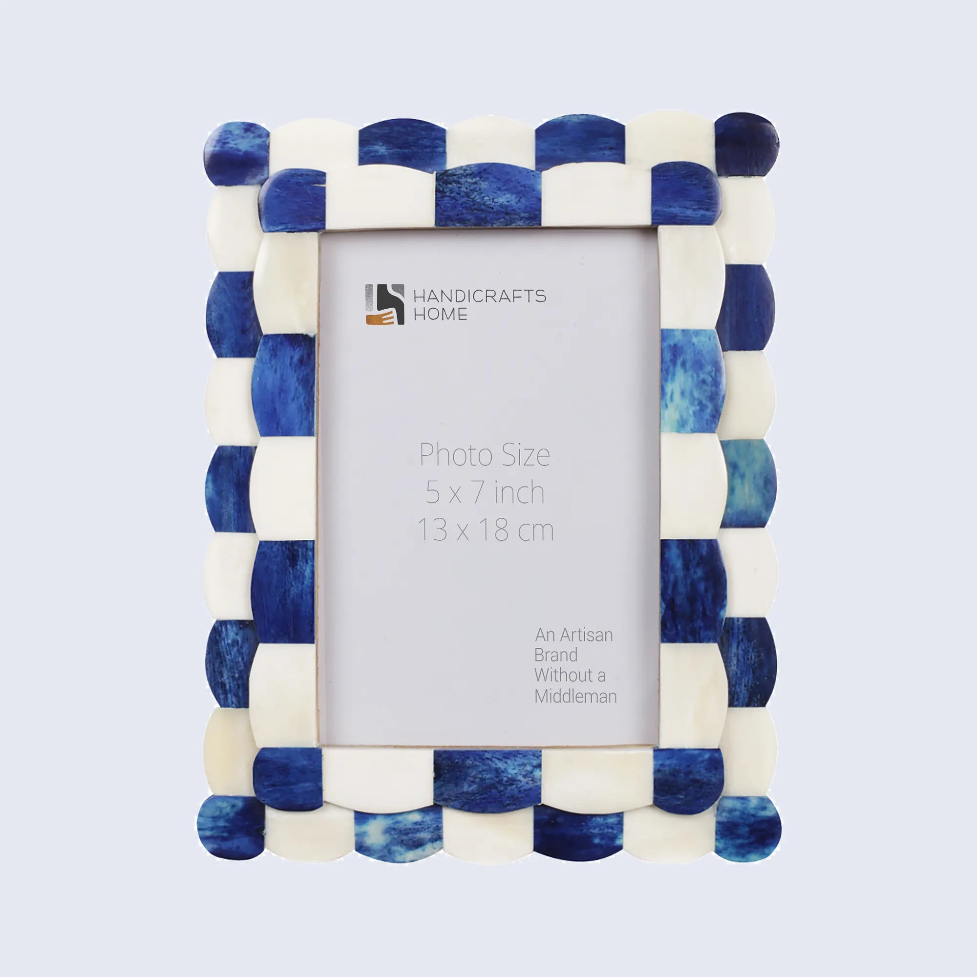 Picture Frame Set of 5 Scalloped Pattern Collection Bone Inlay – Blue & White