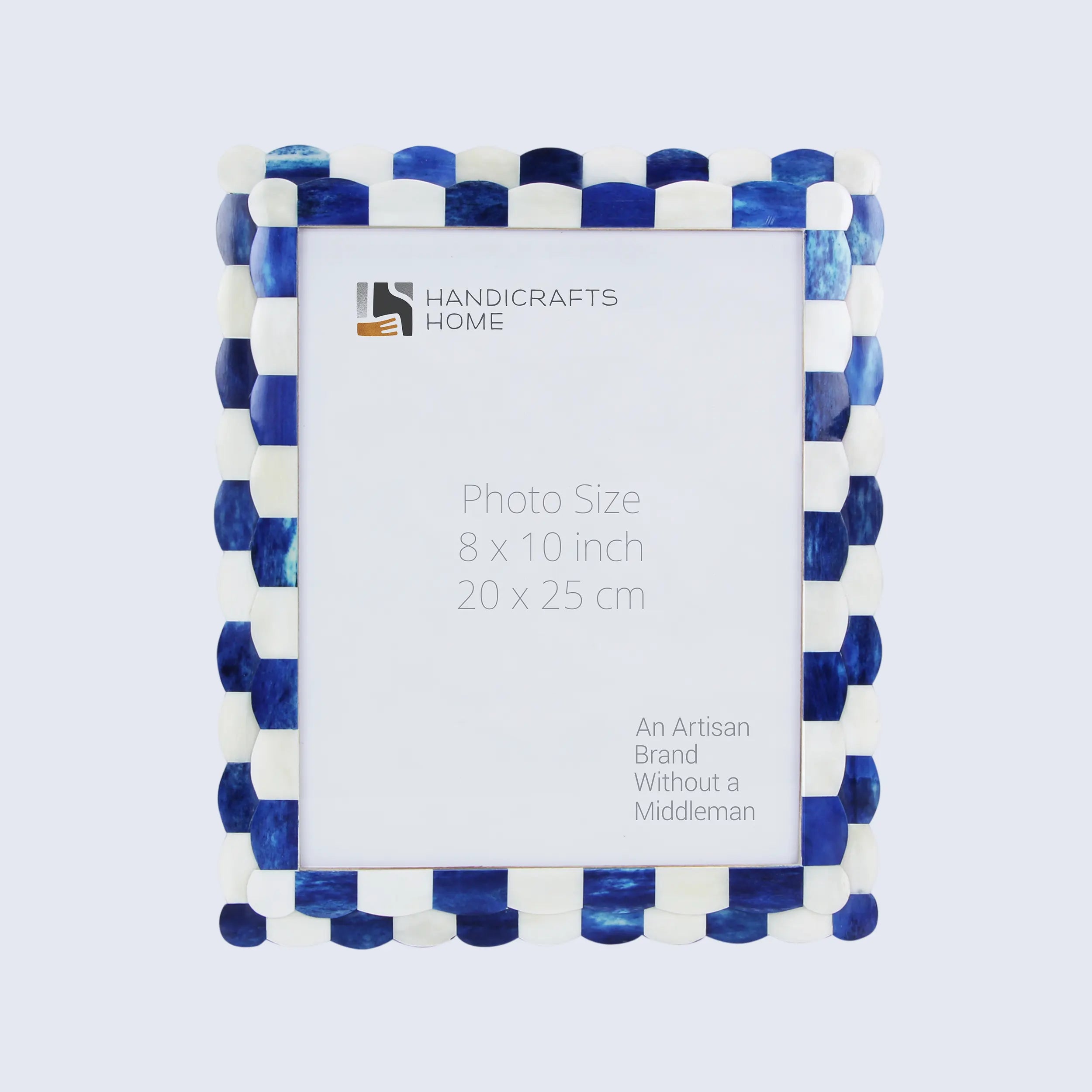 Picture Frame Set of 5 Scalloped Pattern Collection Bone Inlay – Blue & White