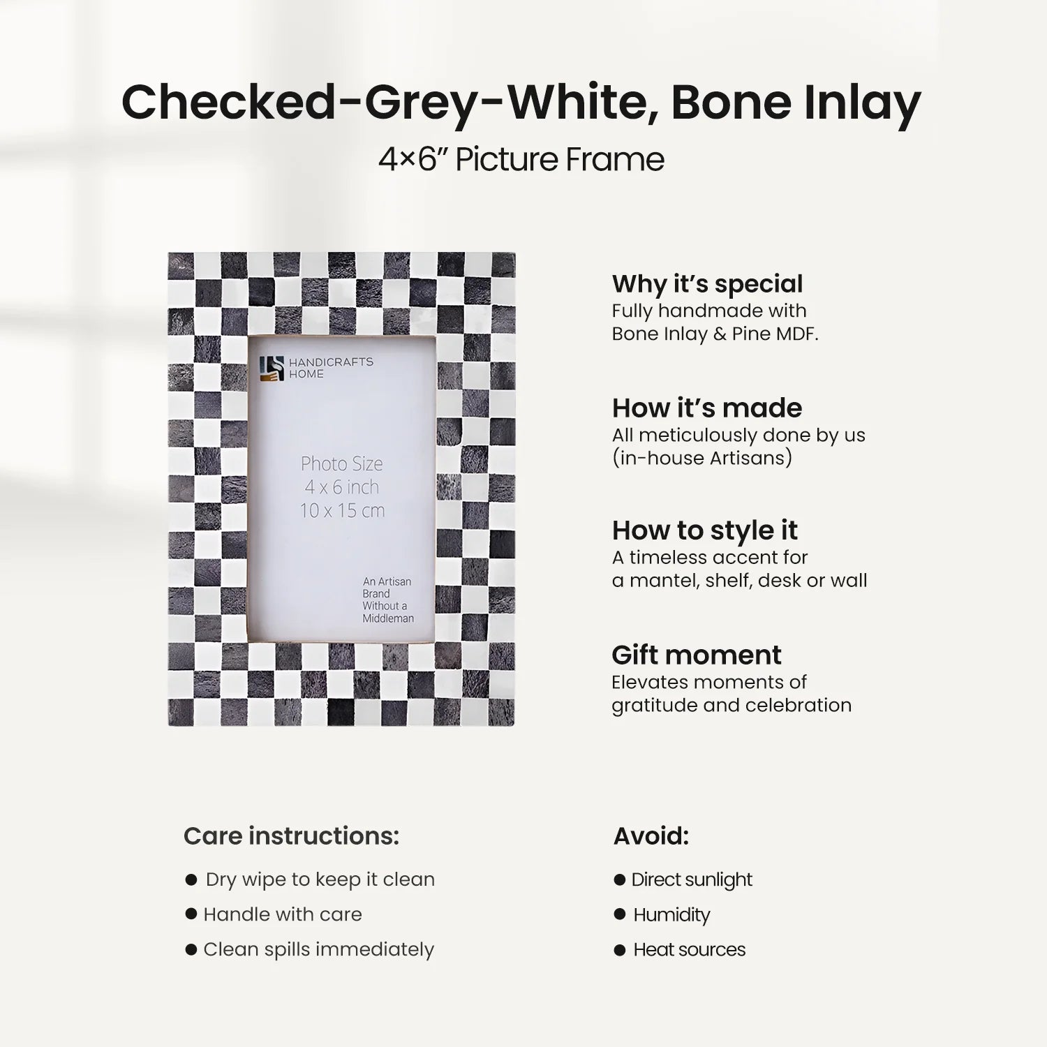 Grey Checkered Bone Inlay Frame