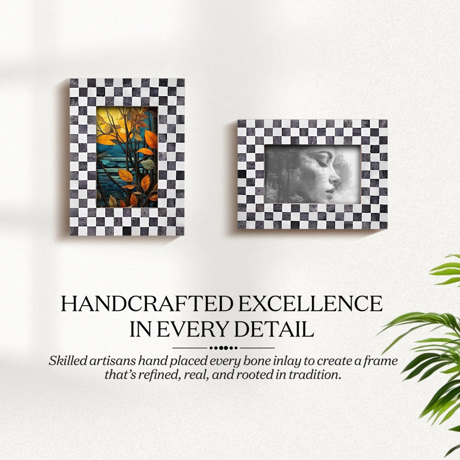 Grey Checkered Bone Inlay Frame