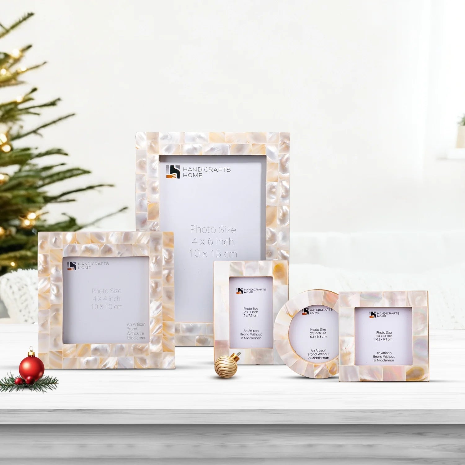 Picture Frames Mother of Pearl Collection White Pack of 5