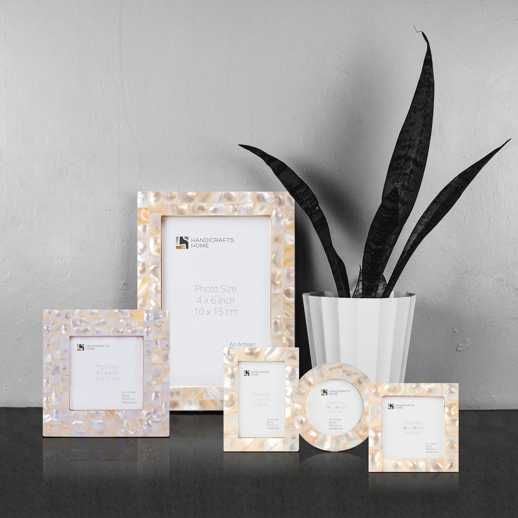 Picture Frames Mother of Pearl Collection White Pack of 5