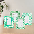 Green Bone Inlay Picture Frames Set of 4 | Mosaic Collection | Fits 4x6 Photos