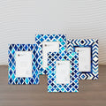 Blue Bone Inlay Picture Frames Set of 4 | Mosaic Collection | Fits 4x6 Photos
