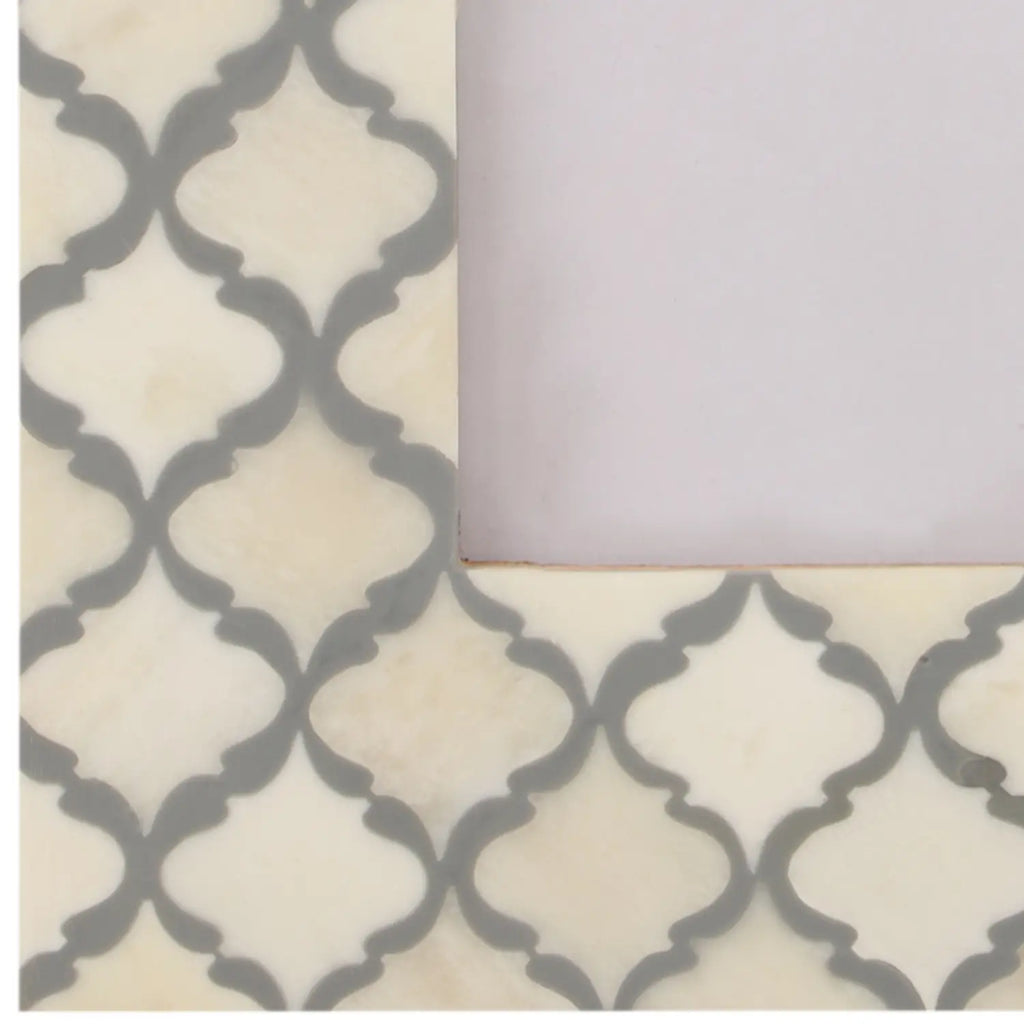 Picture Frames Moroccan Pattern Collection Bone Inlay Resin White Grey 4x6 5x7"