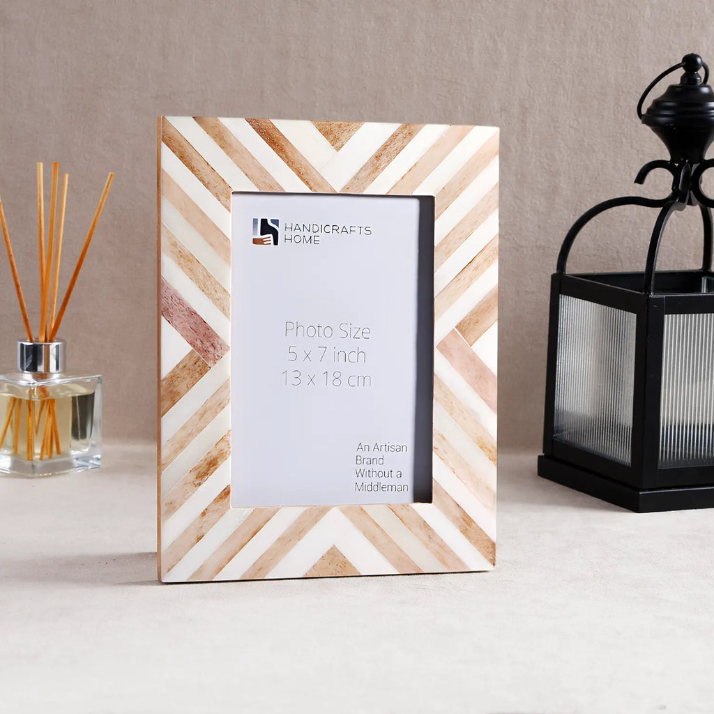 Chevron Brown Bone Inlay Picture Frame