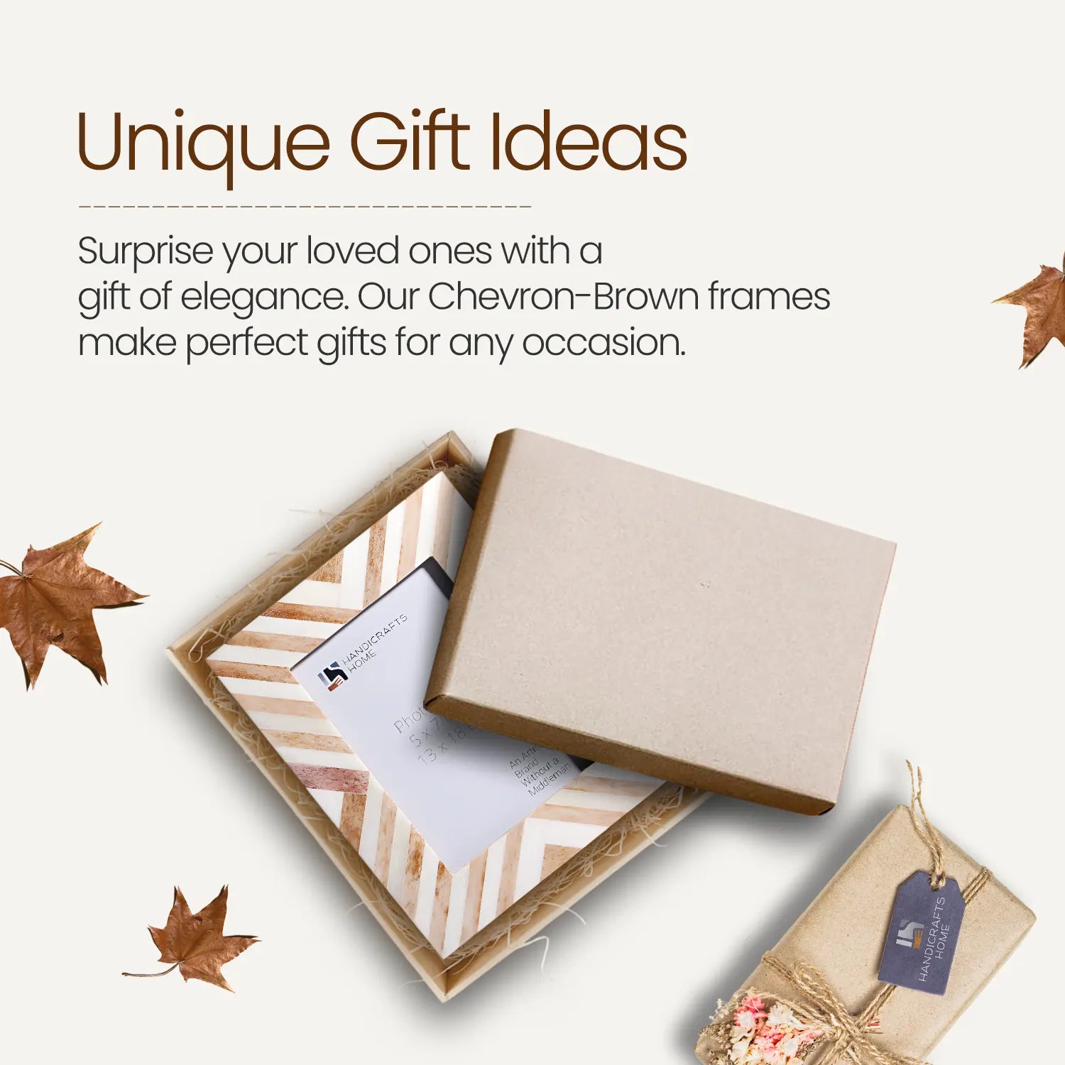 Chevron Brown Bone Inlay Picture Frame
