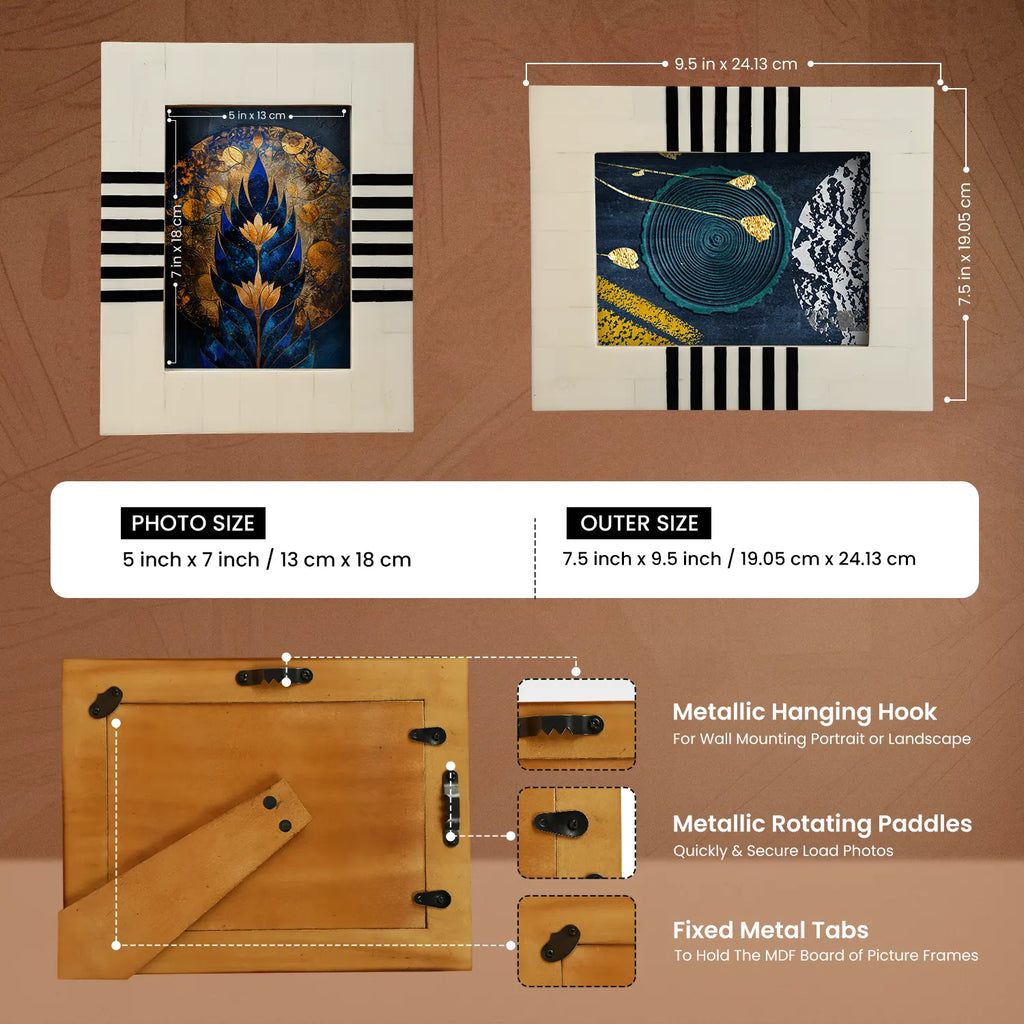 Contour Lado Black & White Inlay Picture Frame